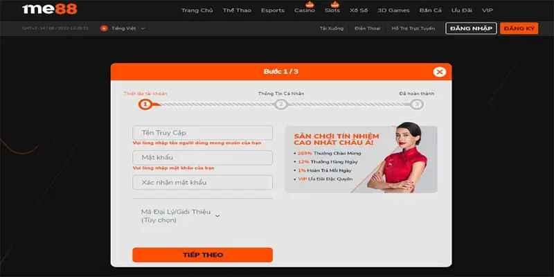 Hướng dẫn Đăng Ký me88 chi tiết